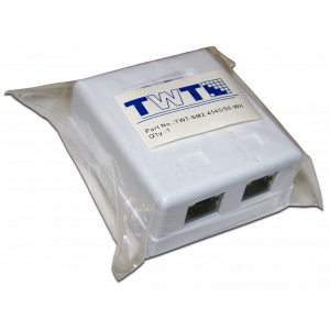 Wall mounting outlet with two RJ-45 category 6 STP sockets, white
